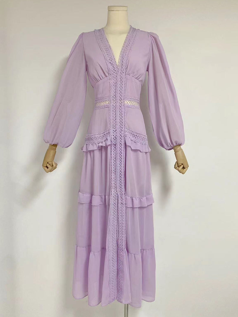 Solid Tiered Slit Maxi Dress