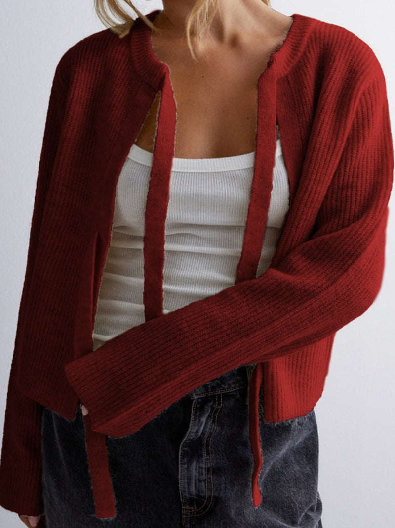 Bow-Knot Open Front Cardigan