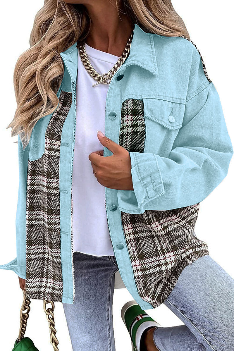 Denim Plaid Patchwork Jacket