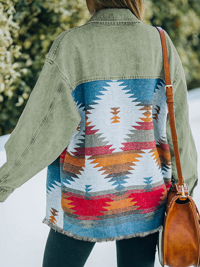 Patchwork Pocket Denim Coat