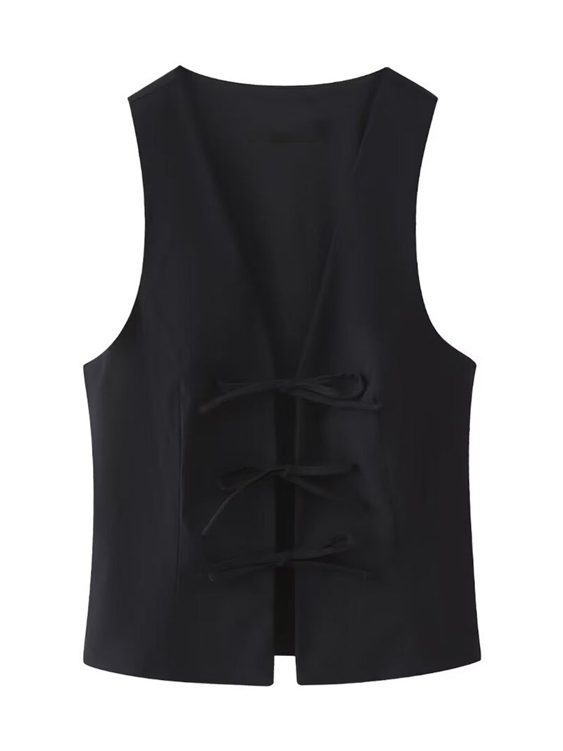 Sleeveless Tie-Front Vest