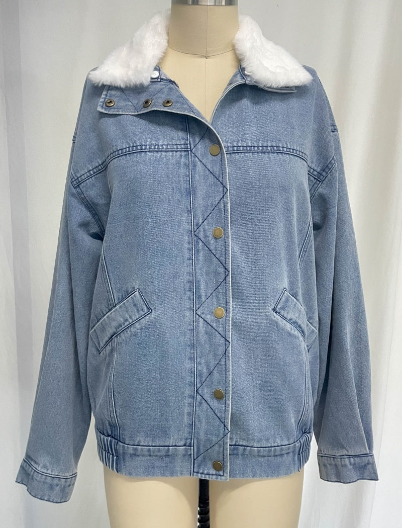 Oversized Quilted Denim Jacket