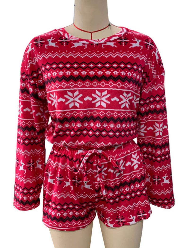 Christmas Reindeer Print Pajama Set