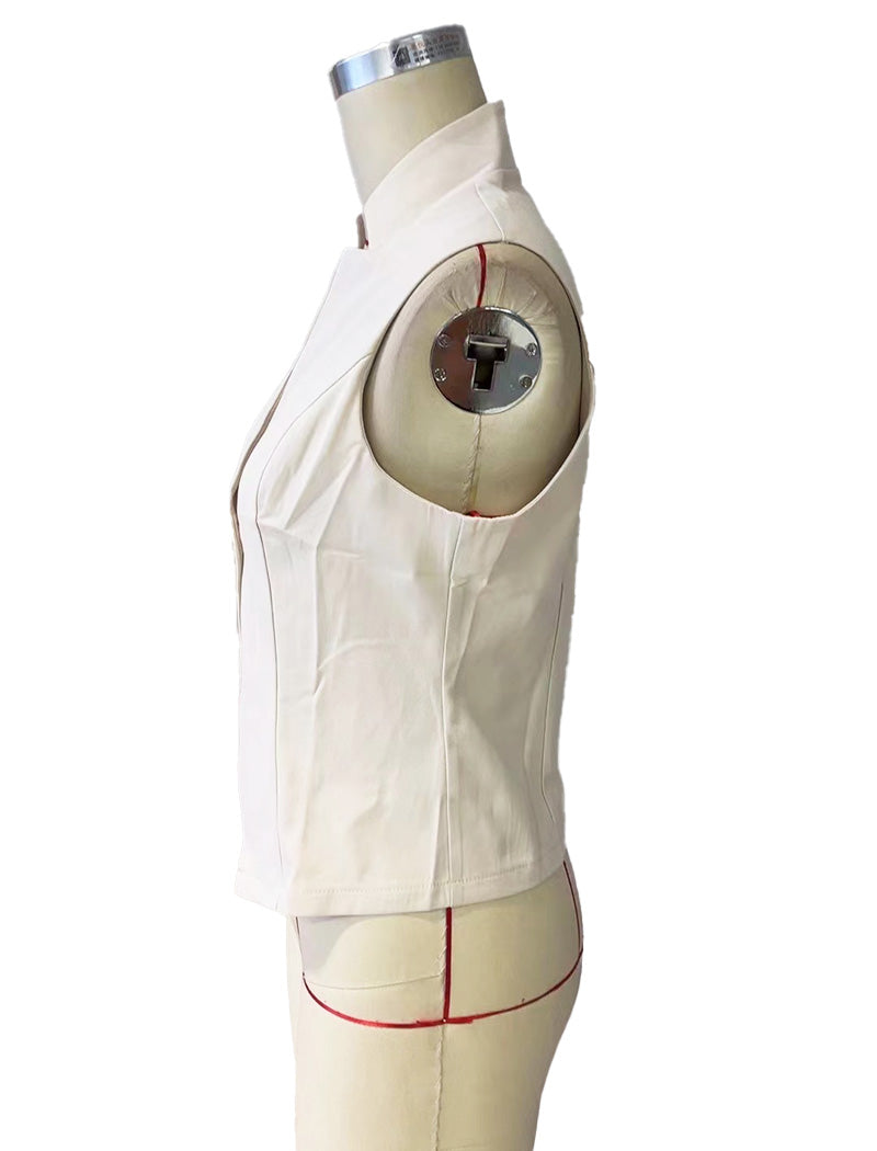 Sleeveless Notched Blazer Vest