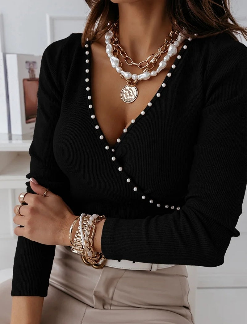 Solid Long Sleeve Ribbed Top