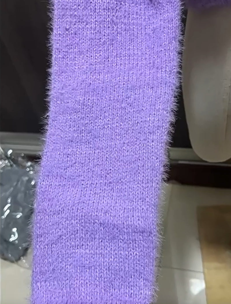 Fluffy Long Sleeve Cropped Sweater