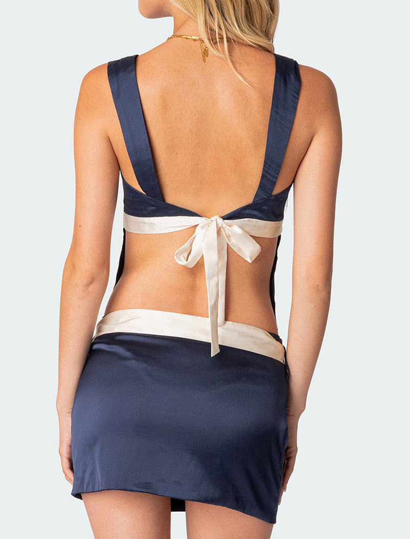 Bowknot Two-Piece Top and Bodycon Skirt Set