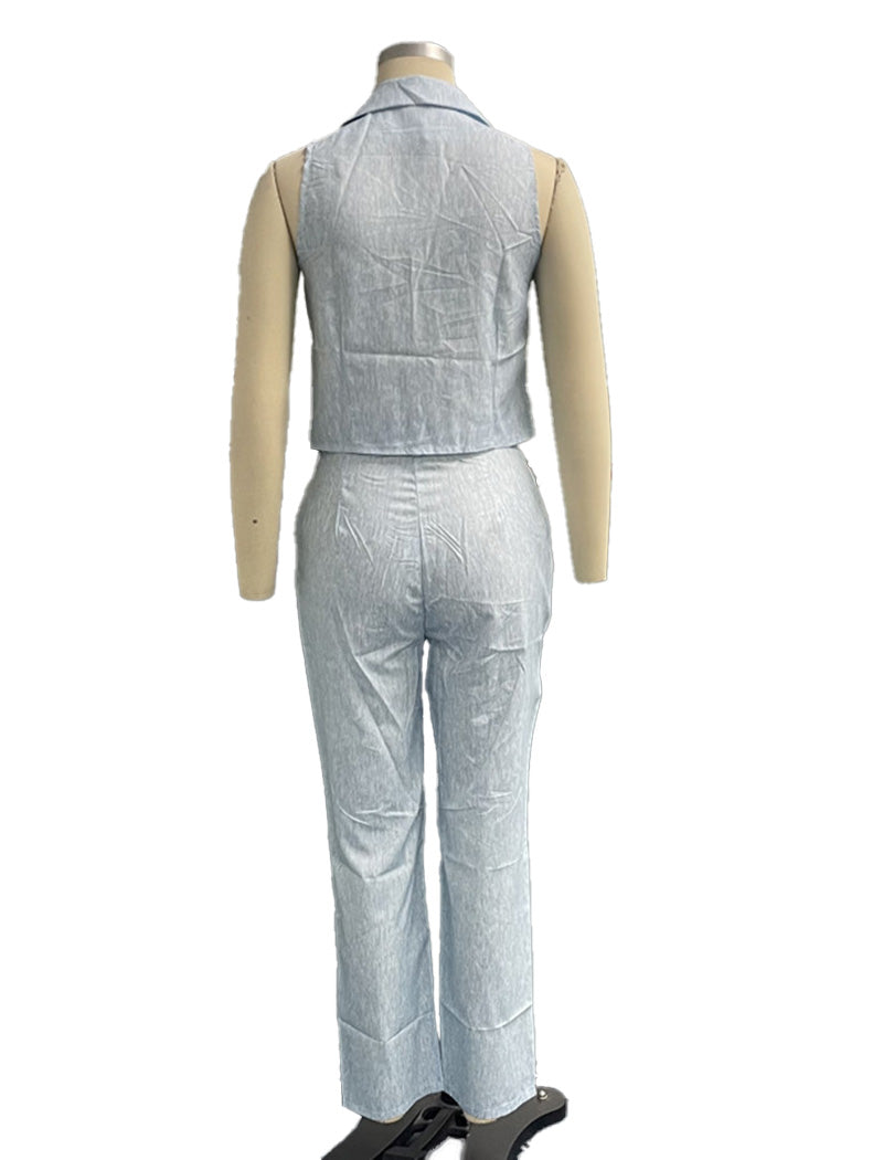 Tailored Sleeveless Blazer and Pants Set