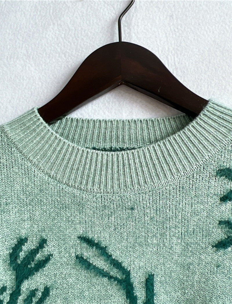 Reindeer Print Holiday Pullover
