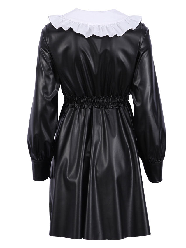 Cinched Waist High-Waisted Long Sleeve Dress