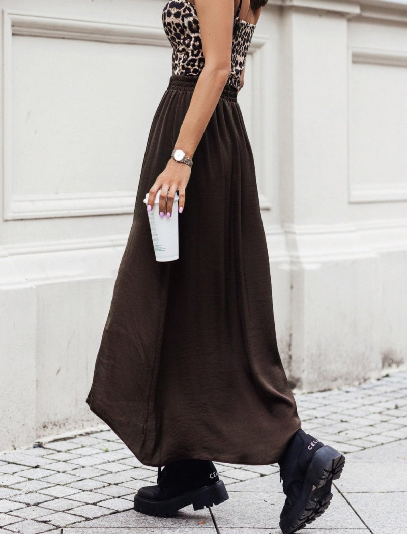 High-Slit Maxi Skirt with Flowy Design