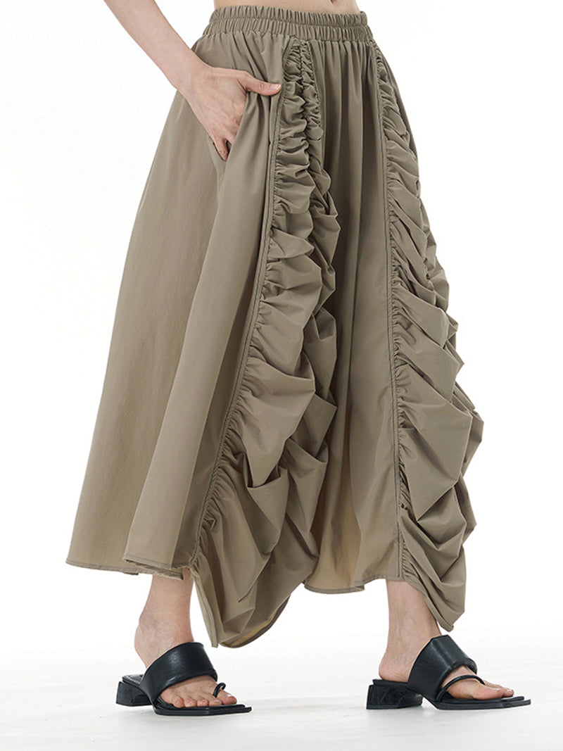 Ruched High-Waist Maxi Skirt