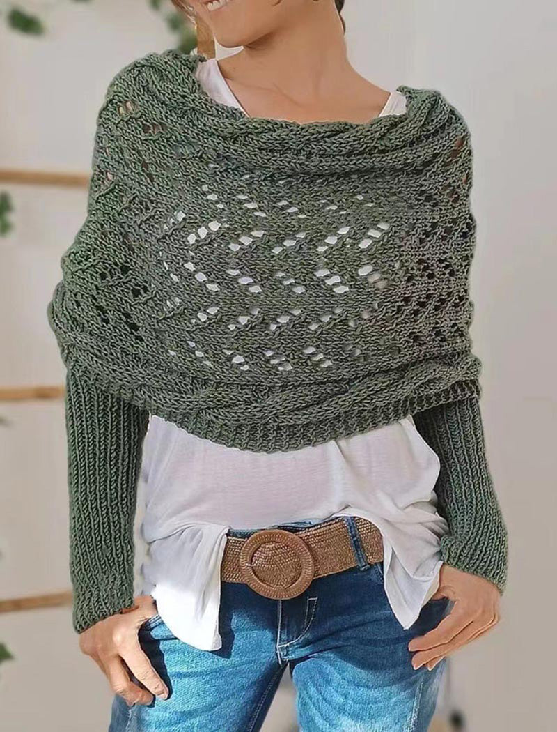 Open Knit Long Sleeve Shawl