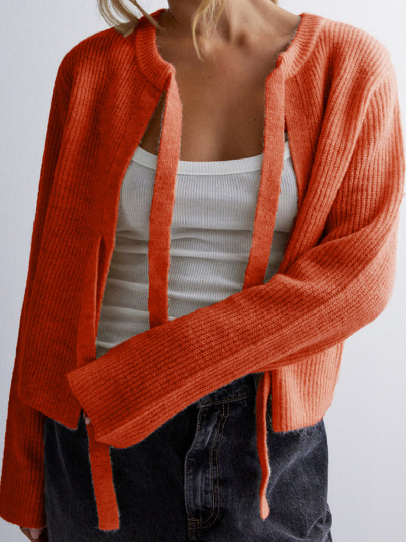 Bow-Knot Open Front Cardigan