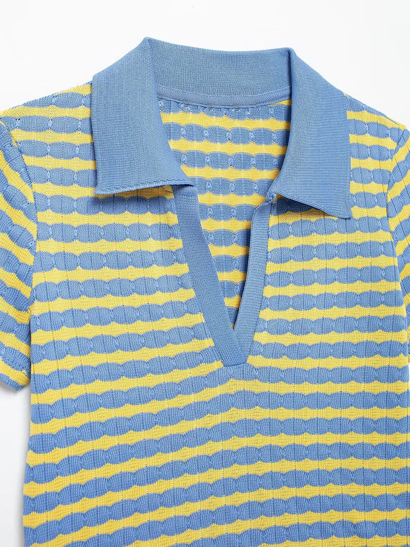 Striped Polo Tee and Shorts Set