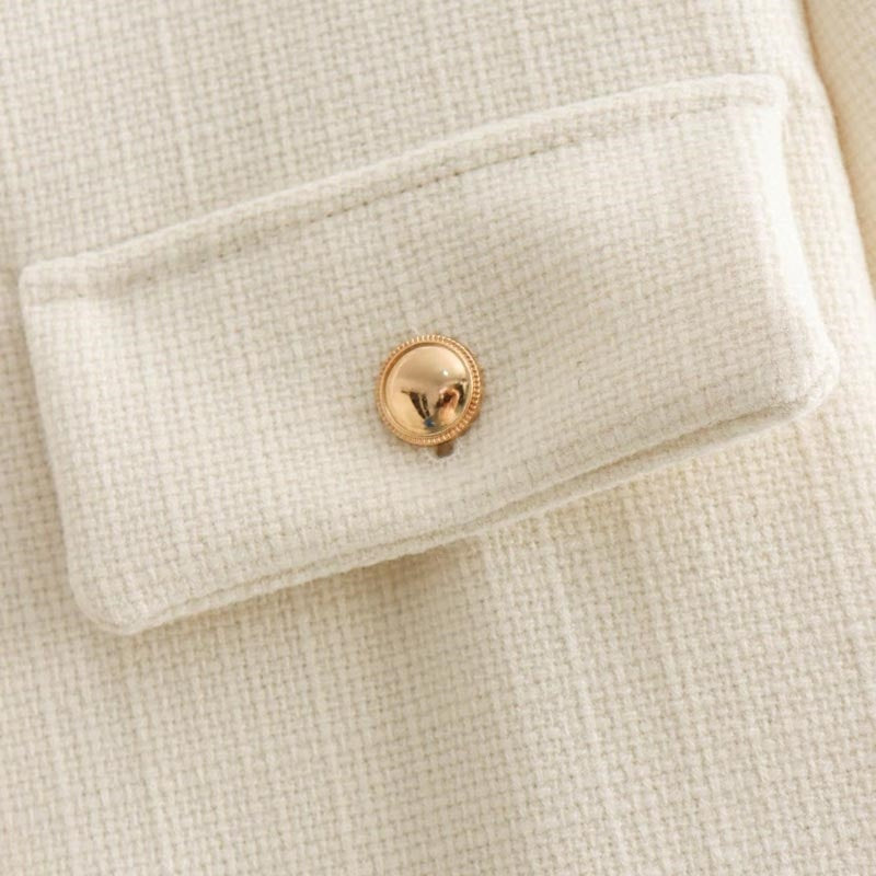 Pocket Front Cropped Button-Up Jacket