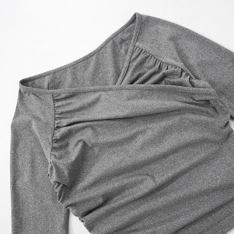 Off-Shoulder Ruched Long Sleeve Top