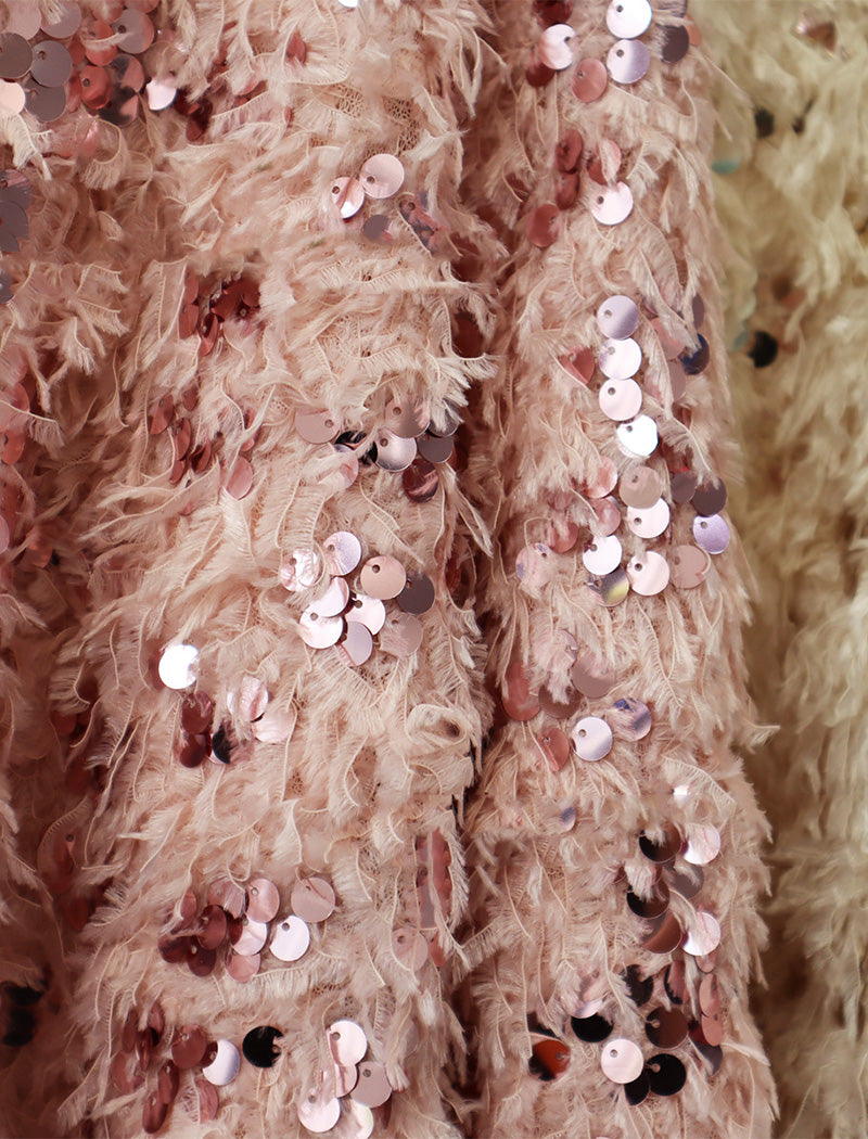 Sequin Fringe Sweater with Balloon Sleeves