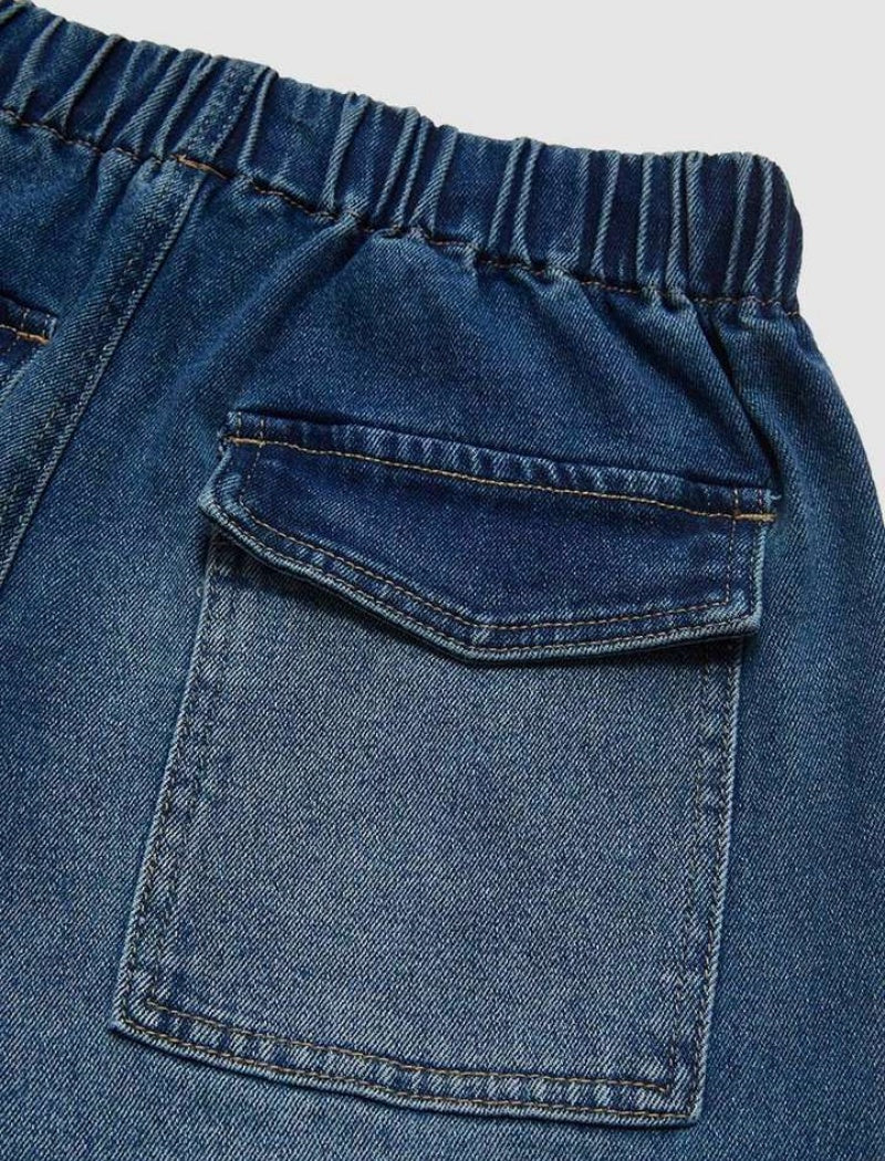 Mid-Rise Pleated Wide-Leg Denim Pants