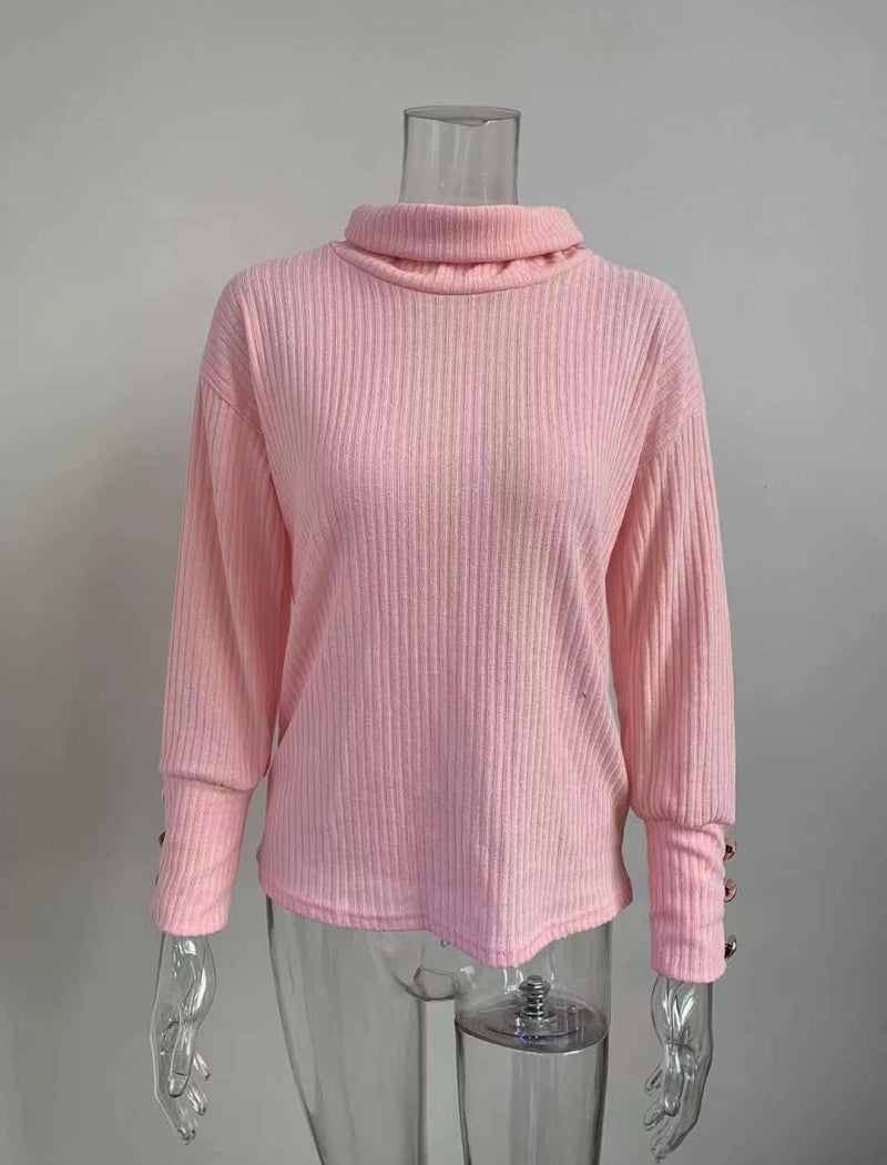 Oversized Button Turtleneck Sweater
