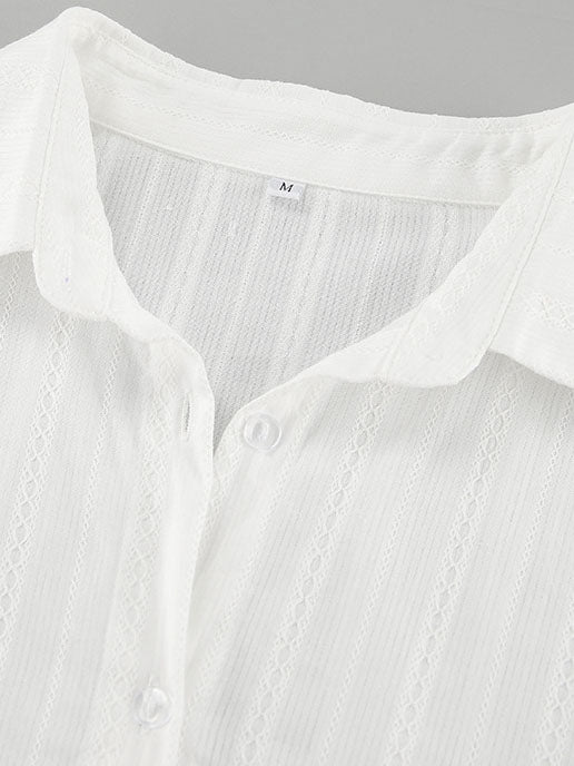 Striped Button-Up Long Sleeve Blouse