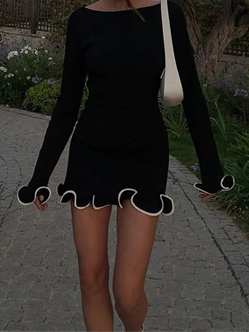 Ruffled Hem Mini Dress