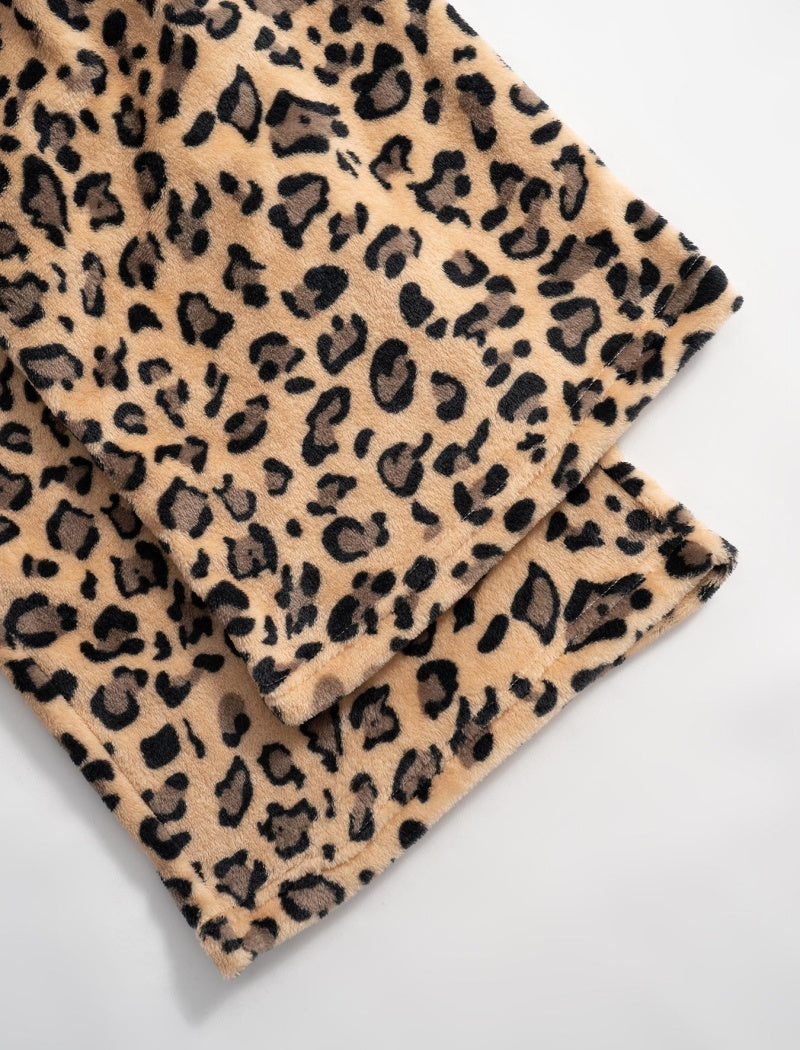 Leopard Print Casual Wide-Leg Pants
