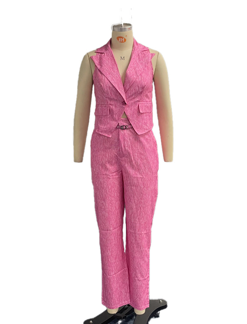 Tailored Sleeveless Blazer and Pants Set