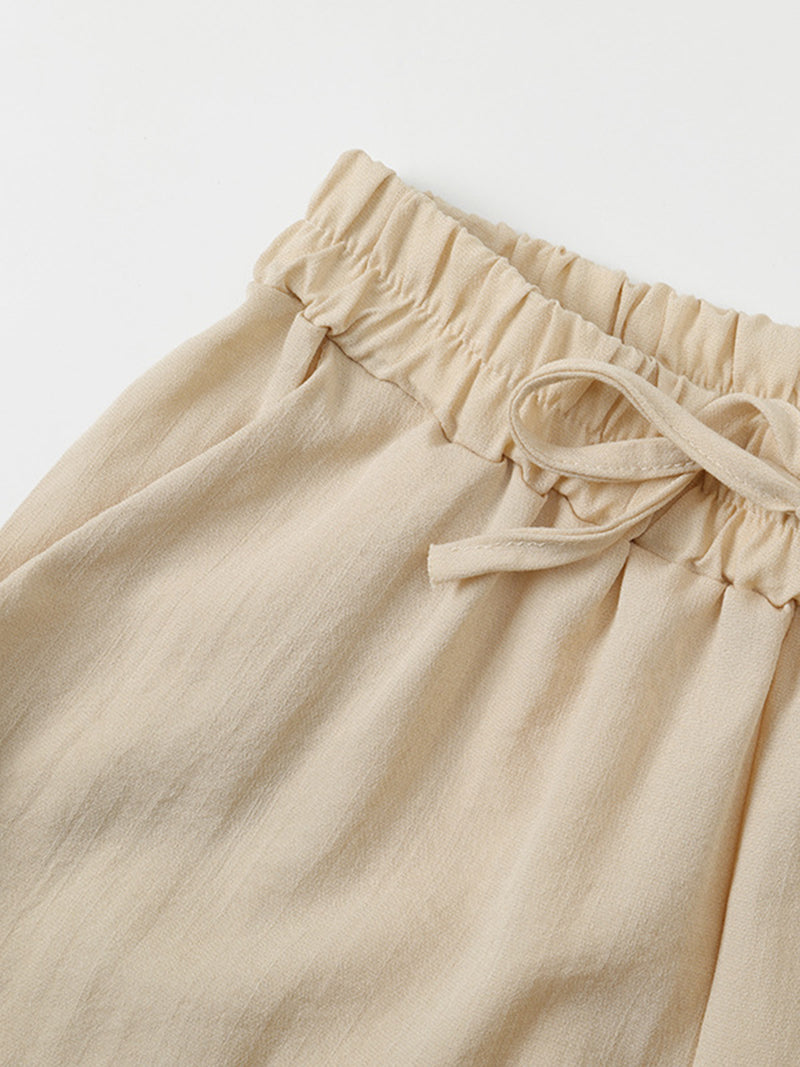 Solid Blazer and Drawstring Pants Set