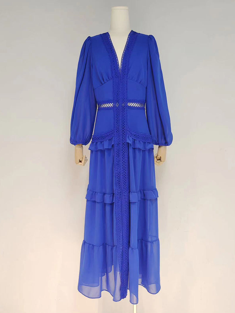 Solid Tiered Slit Maxi Dress