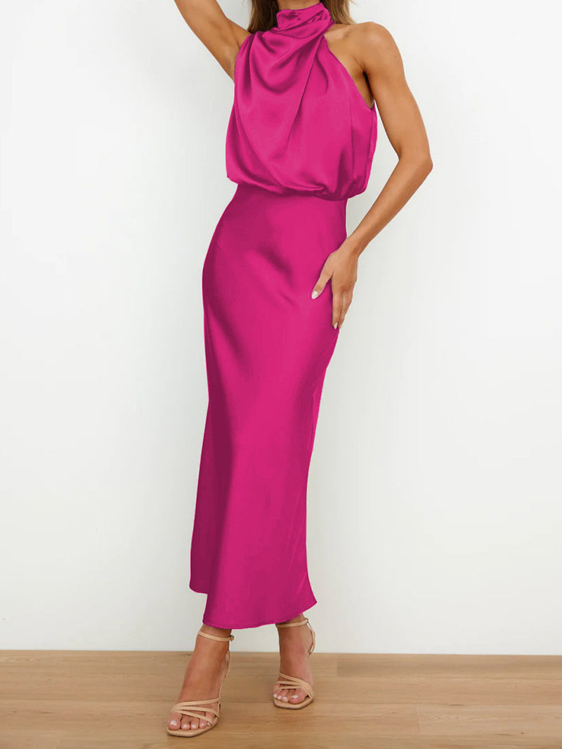 Halter Neck Smocked Maxi Dress