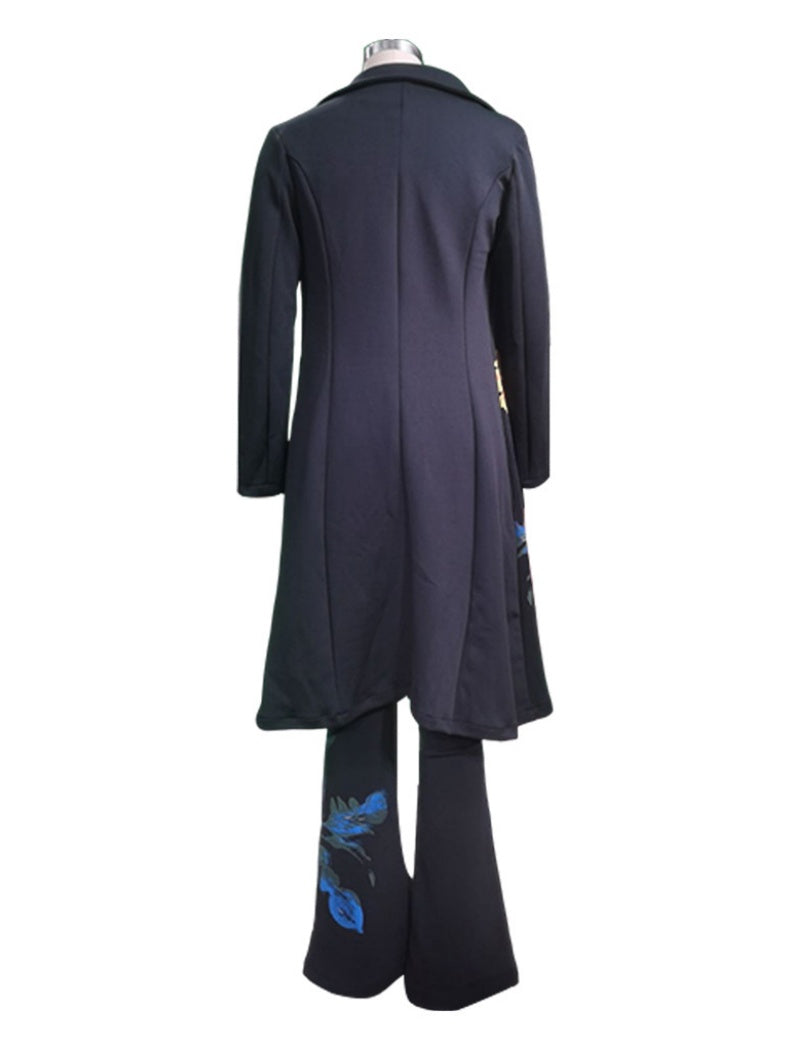 Floral Print Tube and Pants and Trench Coat Set