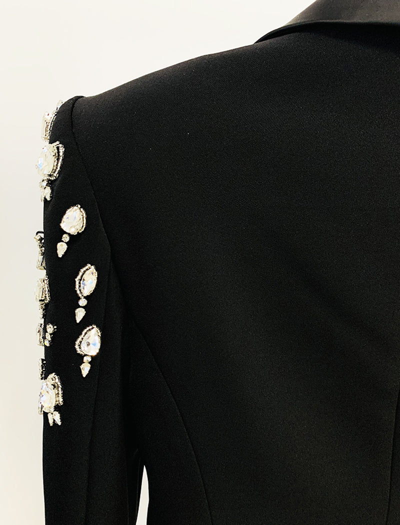 Embellished Shoulder Double-Breasted Blazer