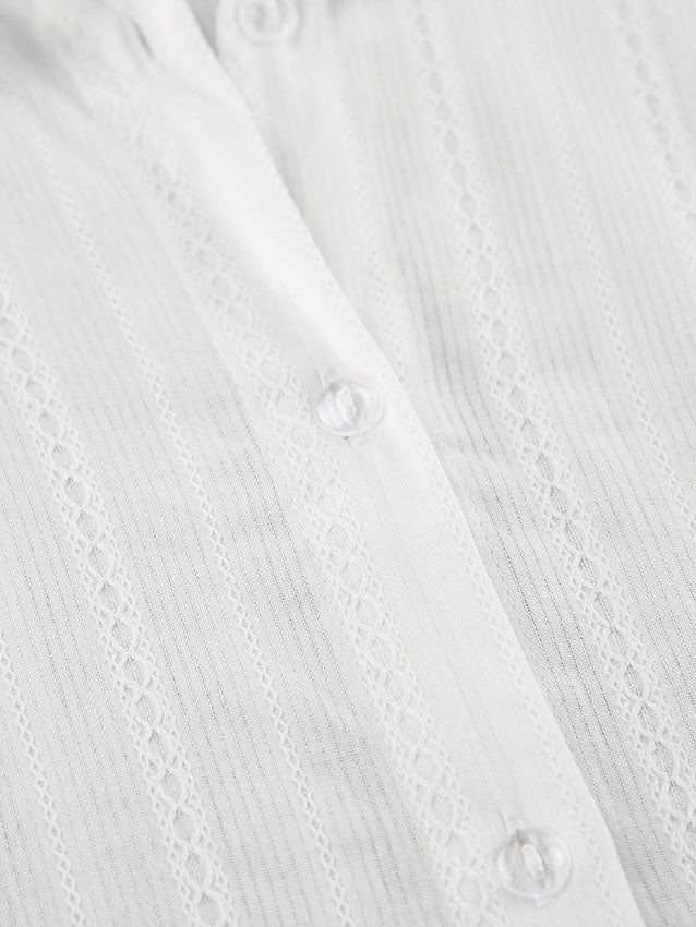 Striped Button-Up Long Sleeve Blouse