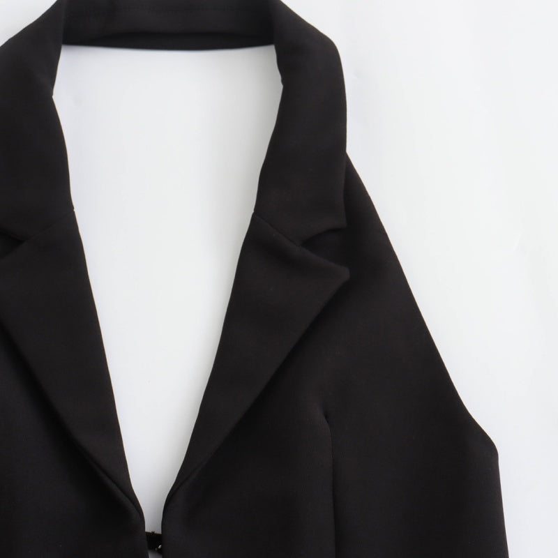 Zip-Up Tailored Halter Vest