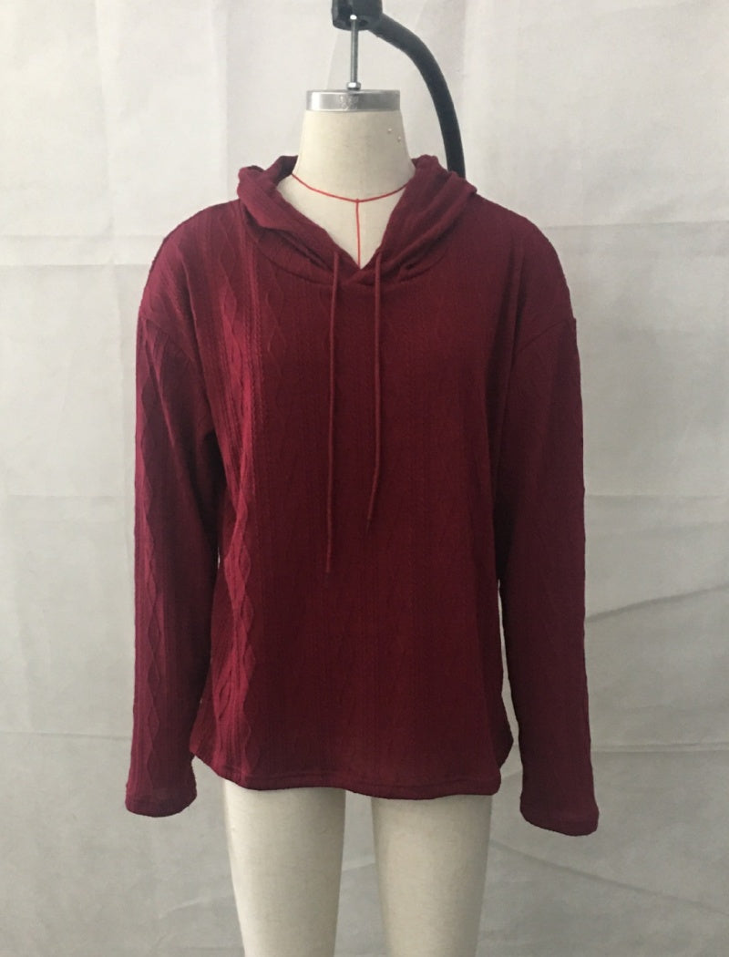 Solid Color Casual Long Sleeve Hoodie
