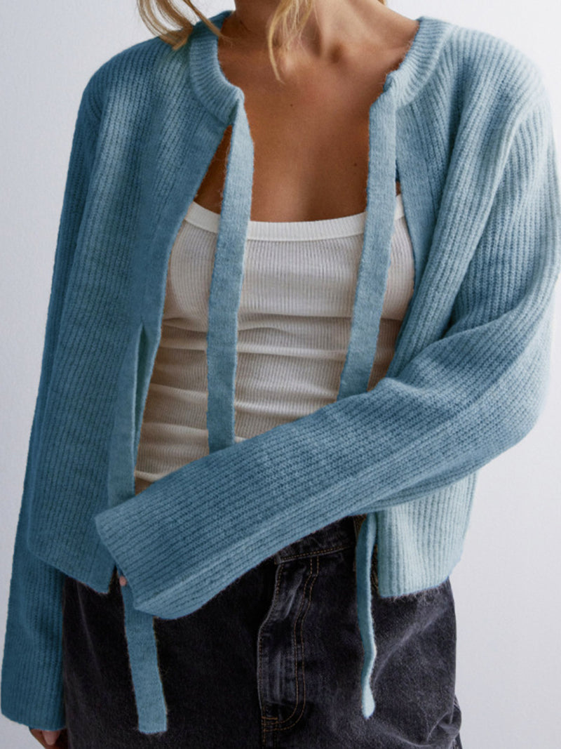 Bow-Knot Open Front Cardigan