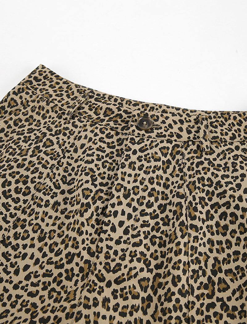 High-Rise Leopard Print Wide-Leg Trousers
