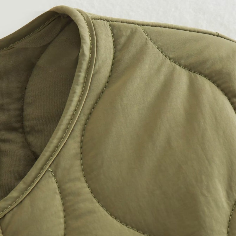 Oversized Quilted Jacket with Button Closure