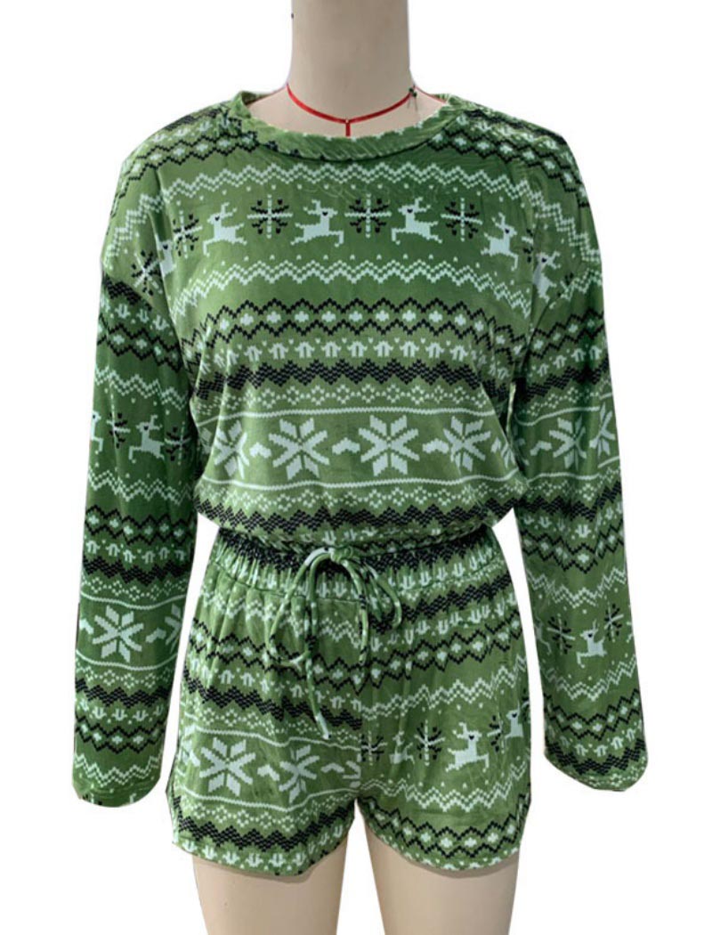 Christmas Reindeer Print Pajama Set