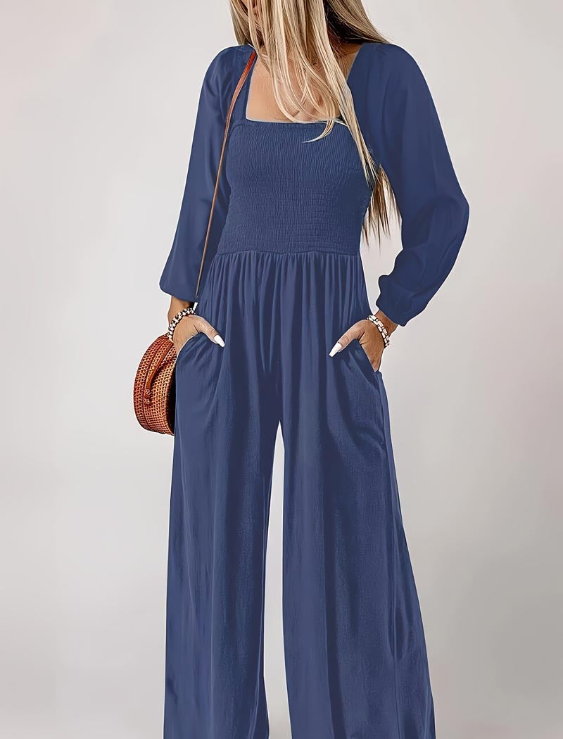 Solid Wide-Leg Jumpsuit