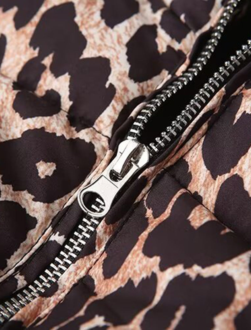 Cozy Leopard Print Puffer Jacket