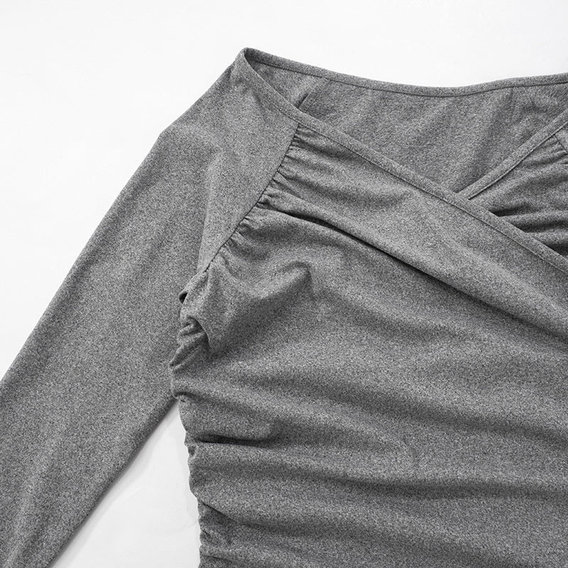 Off-Shoulder Ruched Long Sleeve Top