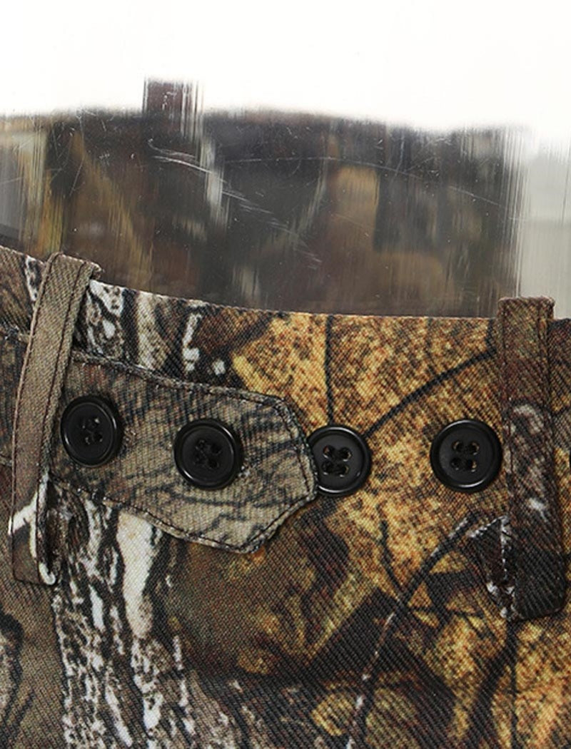 Camouflage Print High-Waisted Midi Skirt