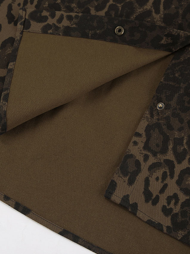 Leopard Print Collared Long Sleeve Jacket