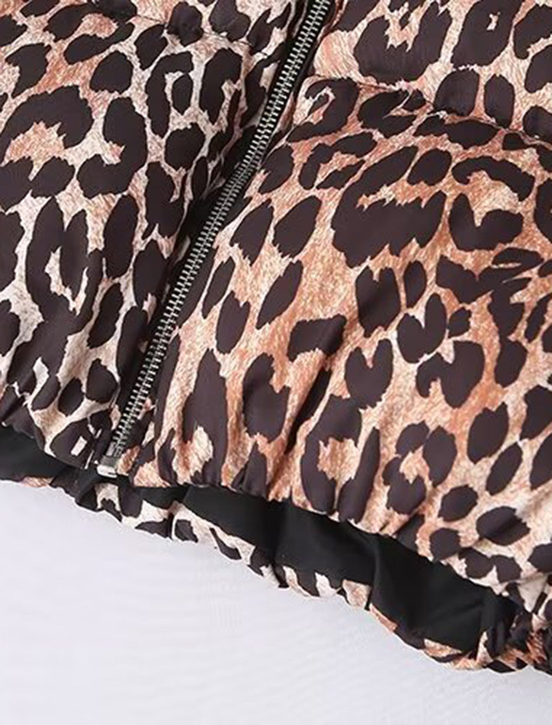 Cozy Leopard Print Puffer Jacket