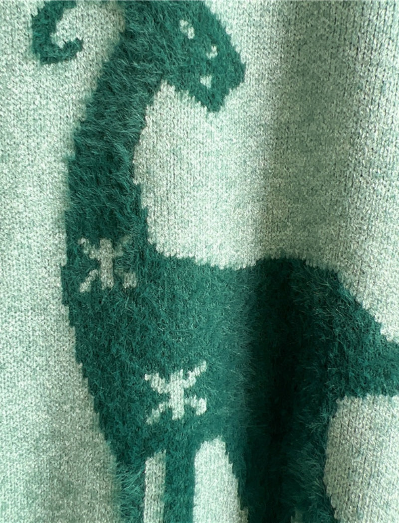 Reindeer Print Holiday Pullover