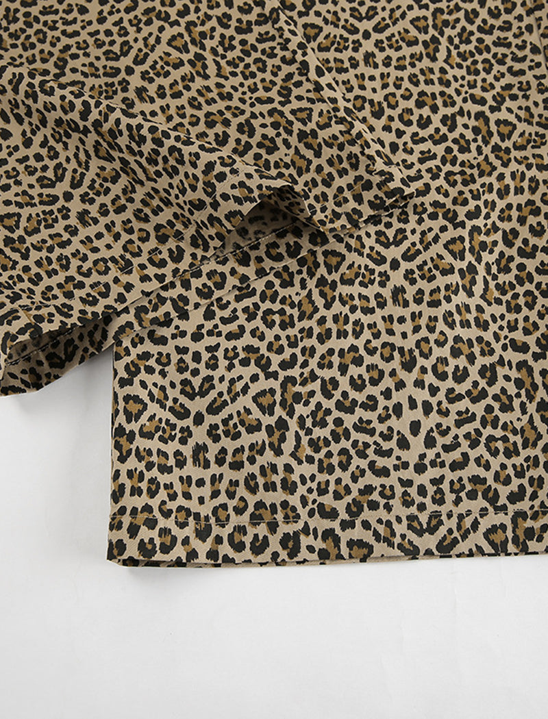 High-Rise Leopard Print Wide-Leg Trousers