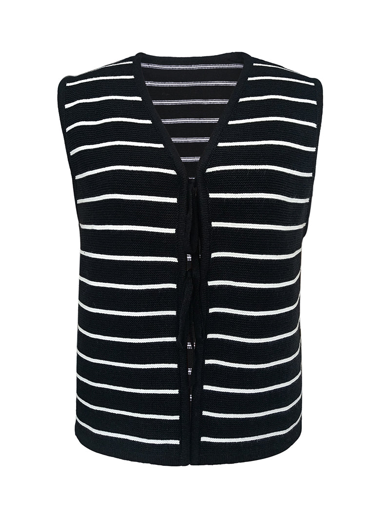 Striped Tie-Front Vest