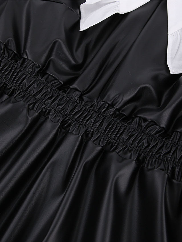 Cinched Waist High-Waisted Long Sleeve Dress